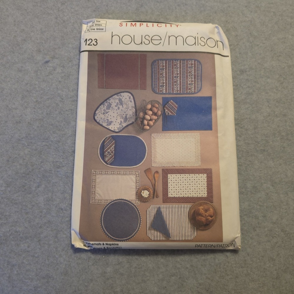 Simplicity House Maison Sewing Pattern 123 placemats and‎ napkins vintage 1985